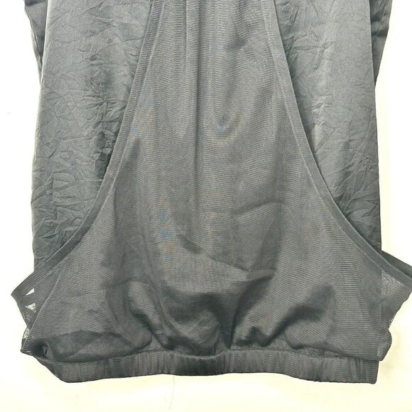 DKNY Tank Top Semi Sheer Halter Women Size S-M Black Mesh Panels Front Back - Picture 4 of 8